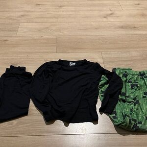 Black and Green Kids Long Johns